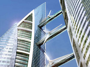 Bahrain World Trade Center with Wind Turbines